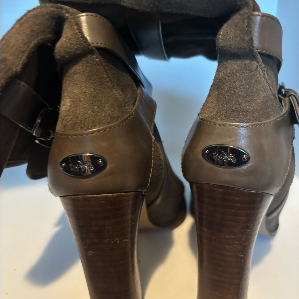 Coach Taupe Leather Heeled Boots